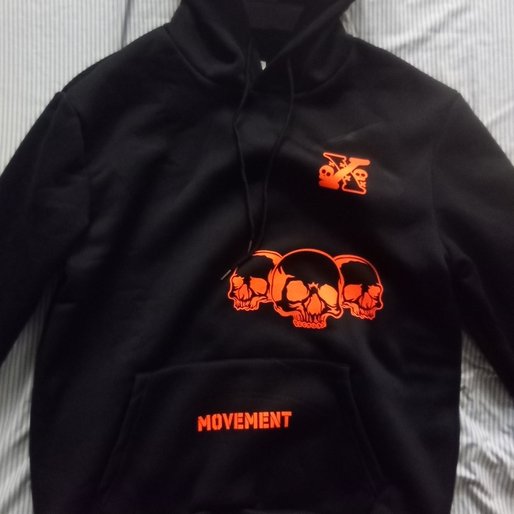 Black and Orange Skull Graphic Hoodie